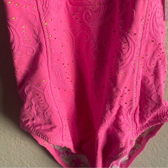 LOVESHACKFANCY X HURLEY - EYELET PAISLEY MODERATE ONE PIECE Cotton Candy - Picture 16 of 16